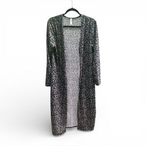 MTS Extra Long‎ Kimono Cardigan Duster Women’s Medium Black and Tan